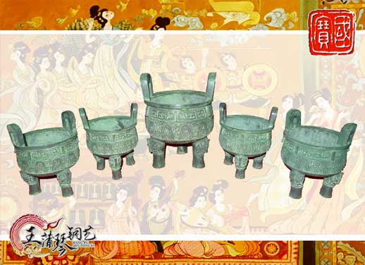 銅鼎，銅五鼎，中國鼎，佛像用鼎