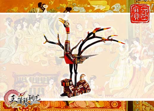 虎座立鳳—青銅彩繪園藝雕塑